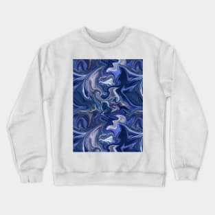 Deep Blue Silk Marble - Digital Liquid Paint Crewneck Sweatshirt